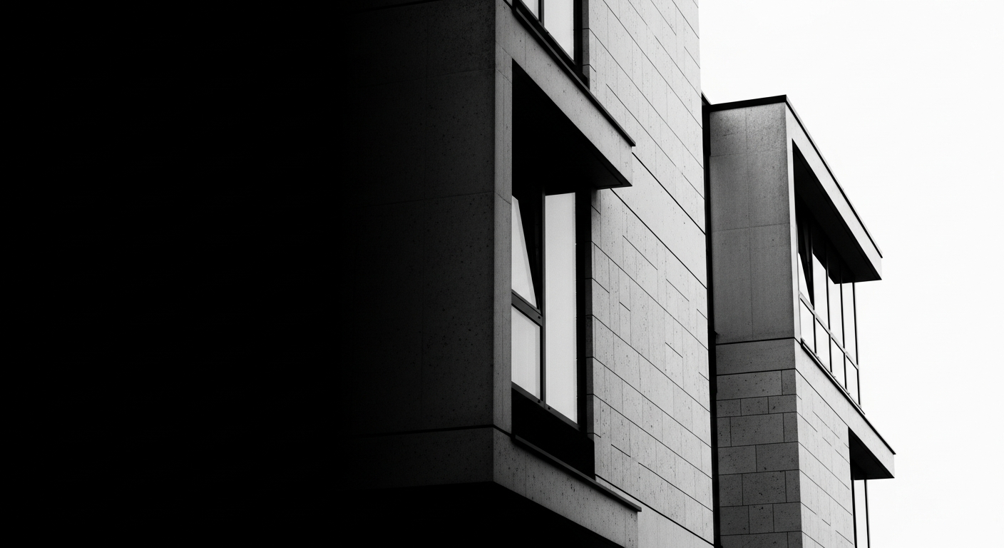 Monochrome architectural stone facade